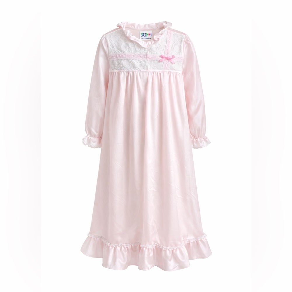 Vintage lace trim girls gown Pink Kids Pajamas